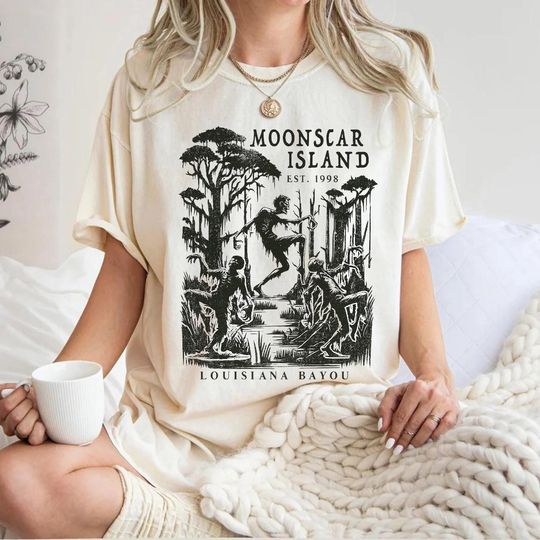 Discover Moonscar Island Shirt, Cartoon Halloween T-shirt, Zombie Island, Retro Halloween Shirt