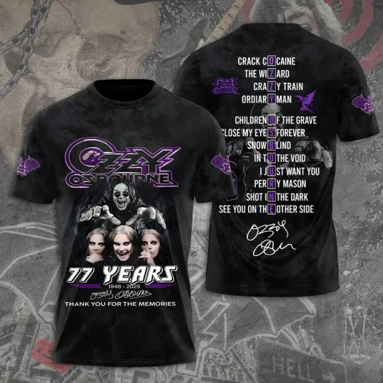 Discover Ozzy Osbourne Rest In Peace 1948-2025 Thank You AOP T-Shirt