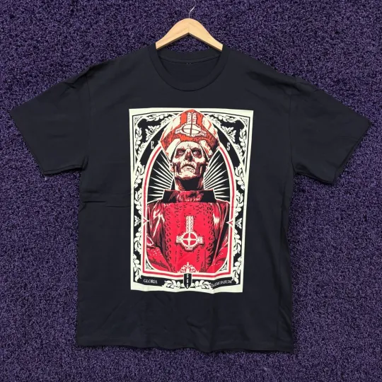 Discover Ghost Papa Perpetua Skeleta Album Glam Metal Band T-Shirt