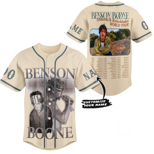 Discover Benson Boone Fireworks And Rollerblades World Tour Personalized Baseball Jersey