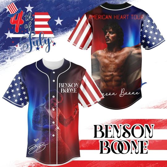 Discover Benson Boone American Heart Tour 4th Of July Baseball Jersey