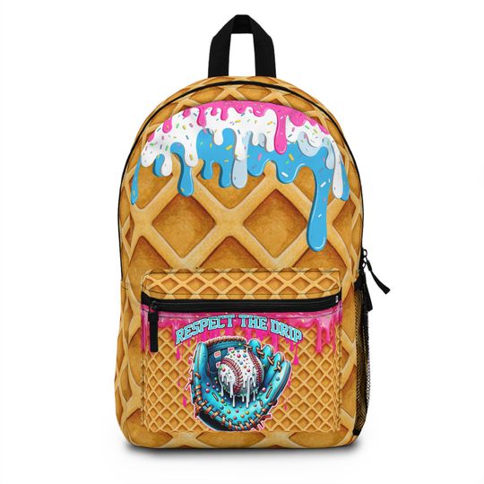 Discover Waffle Pattern Backpack, School Bag, Cute Casual Backpack, Ice Cream Design