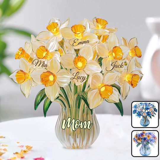 Discover Mom’s Blossom - Personalized Mother Custom Shaped Acrylic Plaque