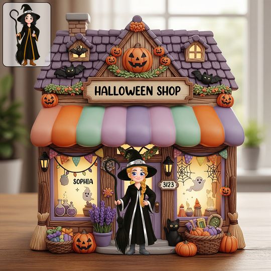 Discover Halloween Time - Personalized Witch Custom Shaped Acrylic Plaque