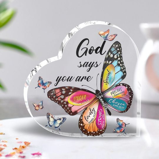 Discover God Says You Are - Personalized Butterfly Custom Shaped Acrylic Plaque