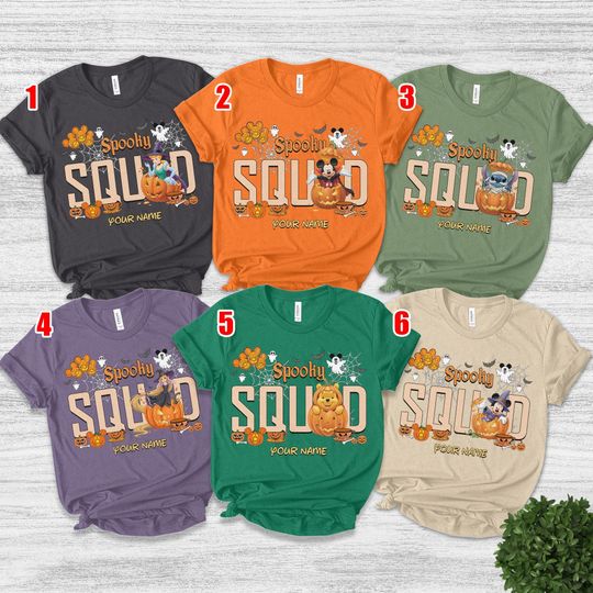 Discover Personalized Mickeyy & Friends Spooky Squad Disneyyy Halloween Shirt, Stitchh Family Shirt
