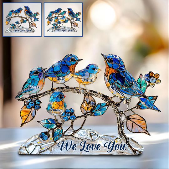 Discover We Love Mom, Grandma - Personalized Mother Custom Shaped Acrylic Plaque