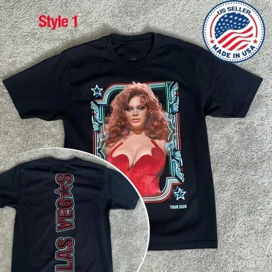 Discover Beyonce L..a..s V..egas Merch Cowboy Carter Tour 2025 reprint T-Shirt, Fan Gif
