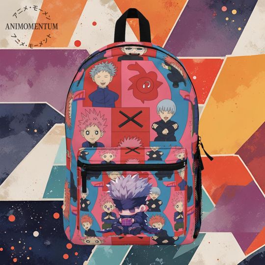 Discover Gojo Satoru Anime Bag, Chibi Sorcerer Cute Style, Kawaii JJK Inspired Gift, Pastel Otaku Fashion Accessory,  Anime Backpack