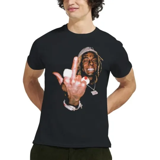 Discover Lil Wayne Middle Finger shirt Lil WAYNE Tour 2025 T- Shirt Black
