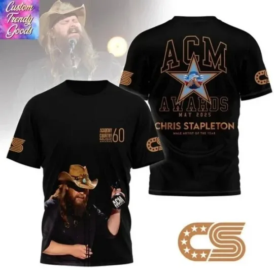 Discover Chris Stapleton ACM Awards May 2025 Male Artist Of The Year 3D T-Shirt