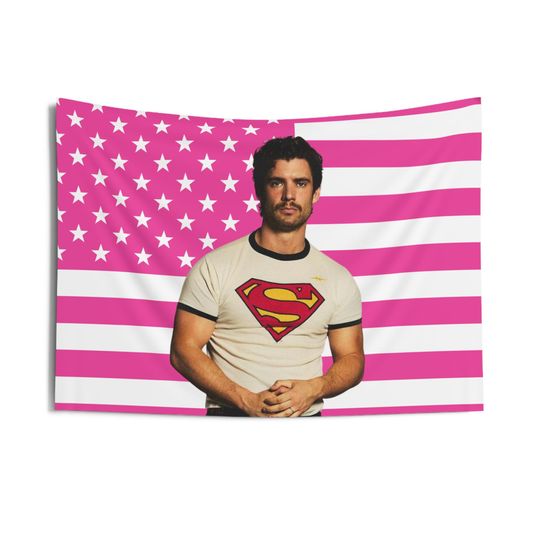 Discover David Corenswet retro logo Tapestries, David Corenswet Pink Flag, David Corenswet Indoor Wall Tapestries