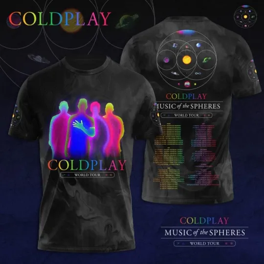 Discover Coldplay 3D2 World Tour Date 2025 3D Shirt