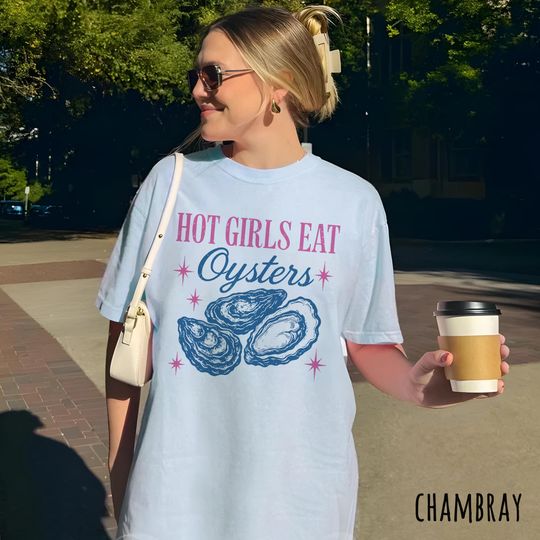 Discover Hot Girls Eat Oysters Funny Graphic Tee, Beach Party Shirt