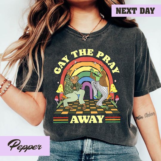 Discover Gay The Pray Away Comfort Colors Shirt, Retro Gay Frog Shirt