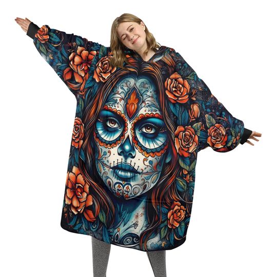 Discover Comics Calavera Da De Los Muertos Art Chicano Blanket Hoodie