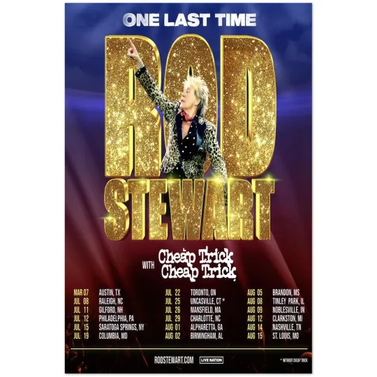 Discover Rod Stewart One Last Time Tour Poster 2025