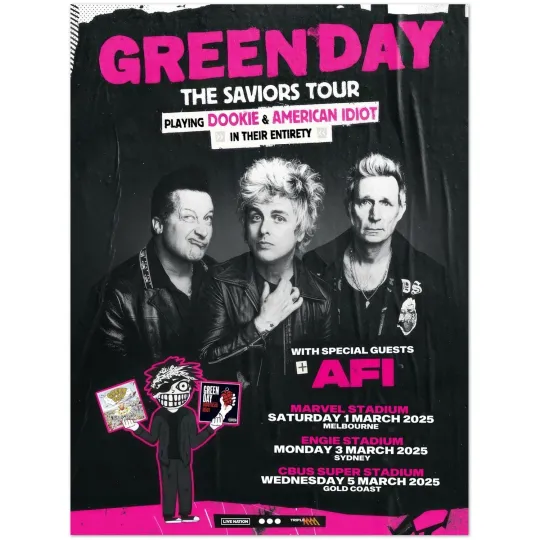 Discover Green Day The Saviors Tour Poster March 2025