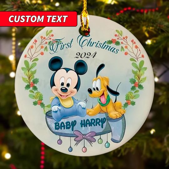 Discover Personalized Mickeyy mouse Baby Xmas Ornament, First Christmas Ornament, Customized Mickeyy Cartoon