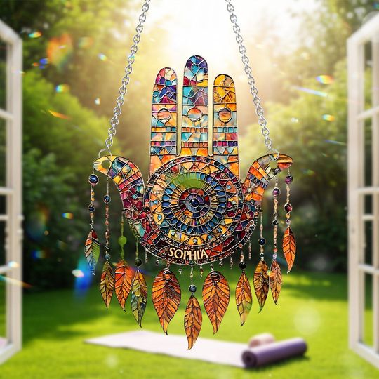 Discover Bohemian Dream Catcher - Personalized Yoga Window Hanging Suncatcher Ornament