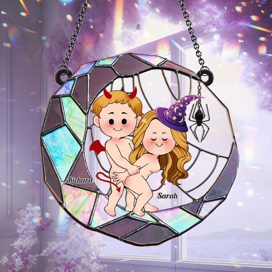 Discover Love You To The Moon - Personalized Couple Window Hanging Suncatcher Ornament