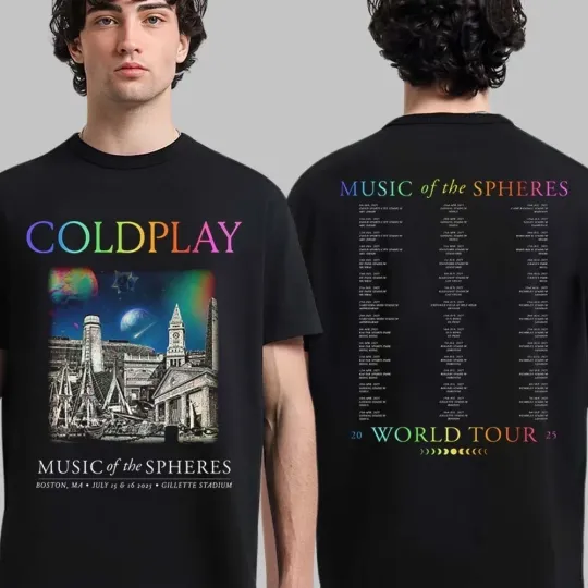 Discover NEW! Coldplay Boston Massachusetts Music Of The Spheres 2025 Tour T-Shirt Fan