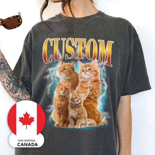 Discover Vintage Bootleg Pet Shirt Pet Photo + Name Custom Dog Personalized Shirt Custom T Shirts Cat Shirt 90's Tee