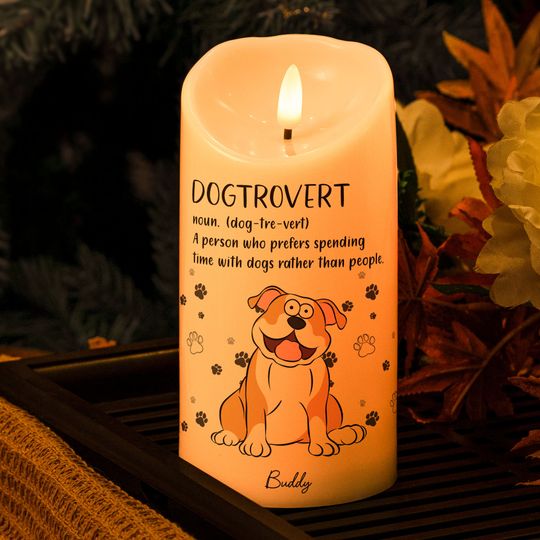 Discover Dogtrovert Funny Definition - Personalized LED Candle