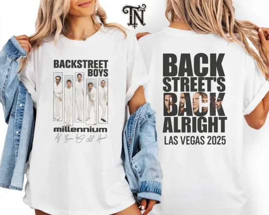 Discover BackStreet Boy Millennium Las Vegas Concert Music 2025 Double Sided T-Shirt