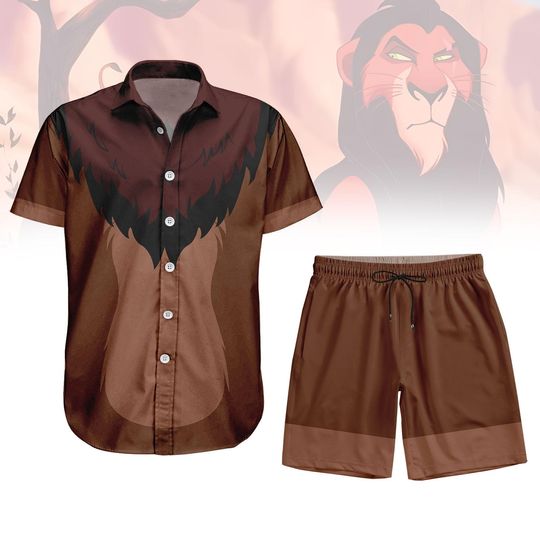 Discover Scar Lion King Hawaiian Shirt Shorts, Villain Button Shirt, Halloween