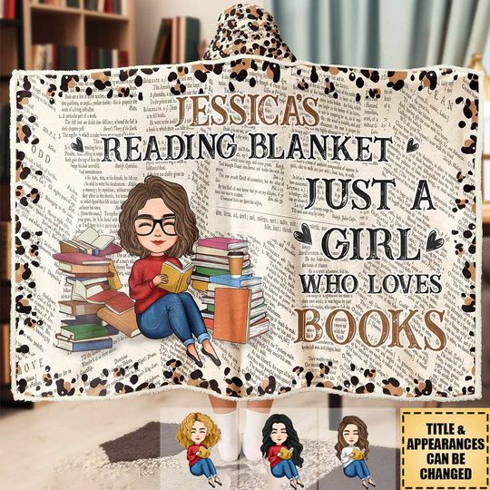 Discover My Reading Blanket - Personalized Wearable Hooded Blanket - Gift For Book Lover