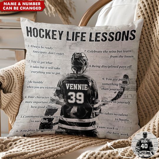 Discover Personalized Hockey Life Lessons Pillow-Gift For Hockey Lovers