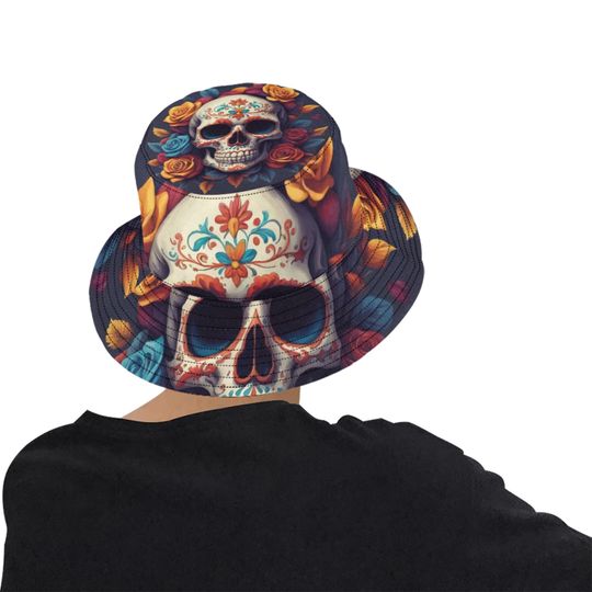 Discover Bucket Hat bucket hats for women Mexico Art Cartoon Chicano Neon Da De Los Muertos Sugar Skull