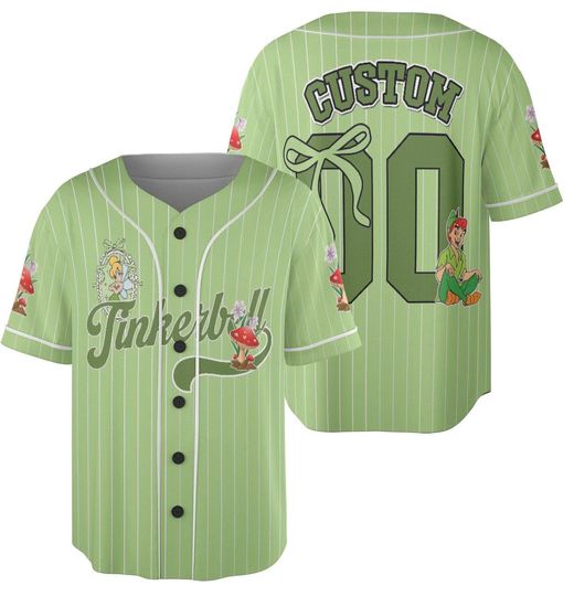 Discover Personalize Disneyyy Tinkerr Bells Baseball Jersey, Custom Kid Youth Adult Baseball Jersey, Custom Tinkerbell 1953 Neverlandd Birthday Gift
