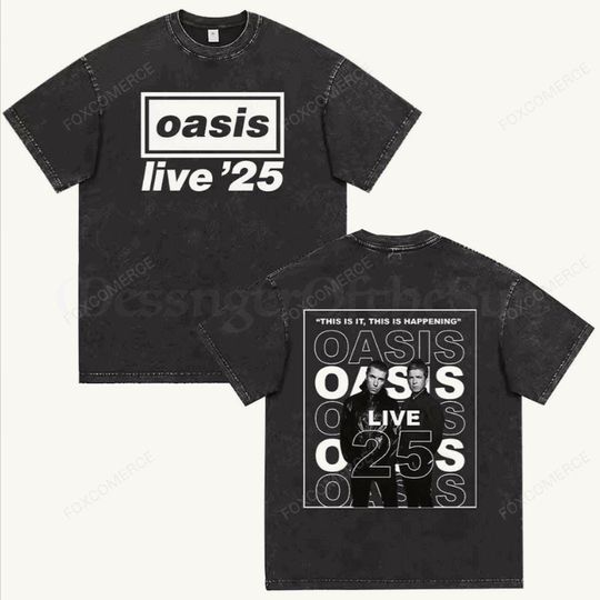 Discover Oasis 2025 Gothic Rock Tee  Washed Vintage Oversized Band T-Shirt