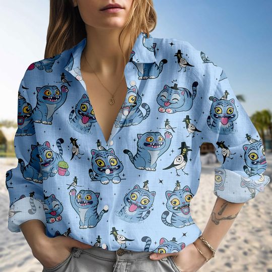 Discover Kpop Demon Hunters Tiger Blouse Shirt, Derpy the Tiger And Bird Demon Hunter Tiger Women Shirt