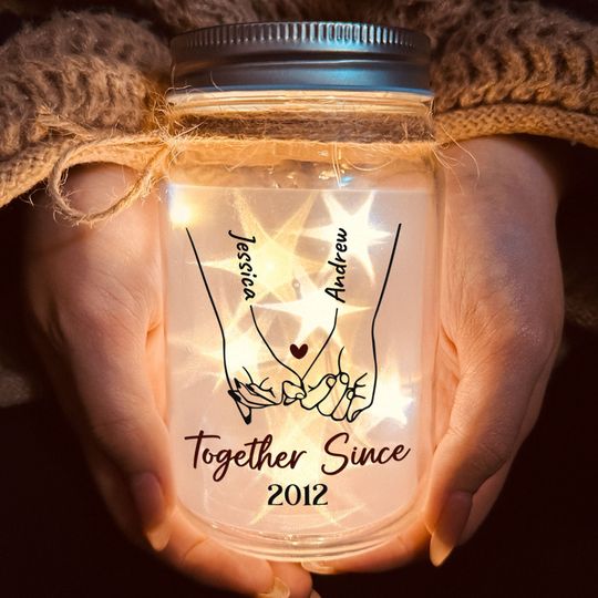 Discover Holding Hand Forever - Personalized Mason Jar Light