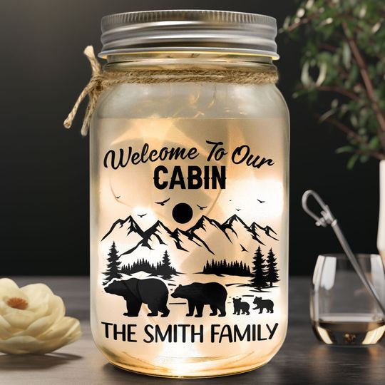 Discover Welcome To Our Cabin- Personalized Mason Jar Light