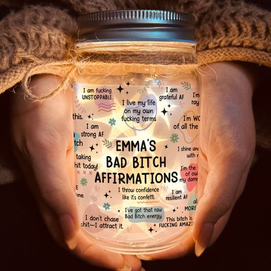 Discover Bad B*tch Affirmations - Personalized Mason Jar Light