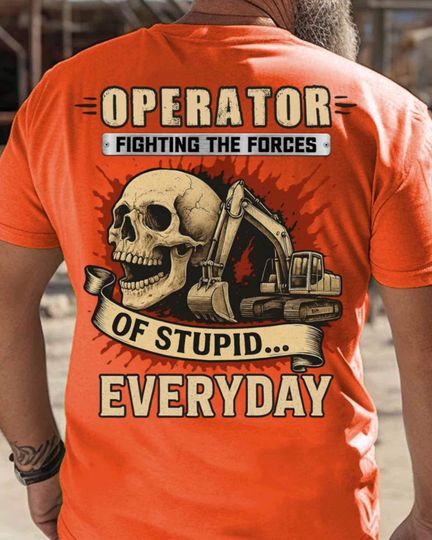 Discover Operator T Shirt For Men Funny Excavator Tee Heavy Equipment Gift For Operator Work Humor Shirt Gift For Him Skull Construction T-shirt