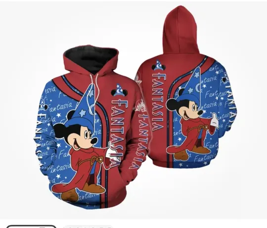 Discover Mickeyy Fantasia  Disneyyy 3D Hoodie, Unisex OSFA