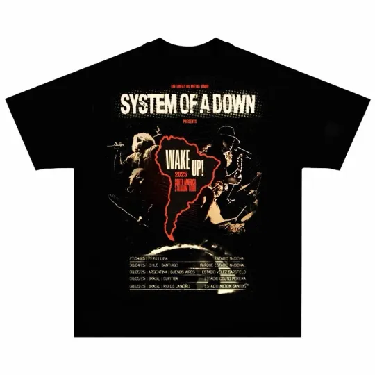 Discover System Of Down WAKE UP tour 2025 Bootleg Rock Band Tee Shirt