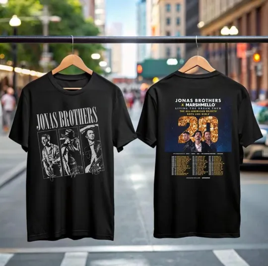 Discover 20 Living the Dream Tour 2025 Shirt, Gifts for Fans Jonas Brothers x Marshmello