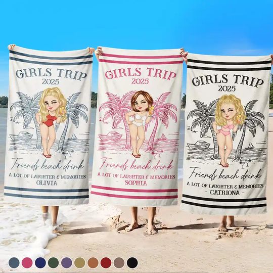 Discover Girls Trip Lot Of Laughter & Memories - Personalized Beach Towel