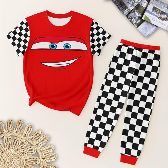 Discover WDW Car Pajamas Set, Cartoon Car Homewear, Cute Cartoon Character T-Shirt And Pants Pyjamas, Halloween Gift