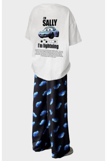 Discover 2025 Disneyyy The carss Lightningg McQueenn& SALLY Summer Tshirt Pajama Set
