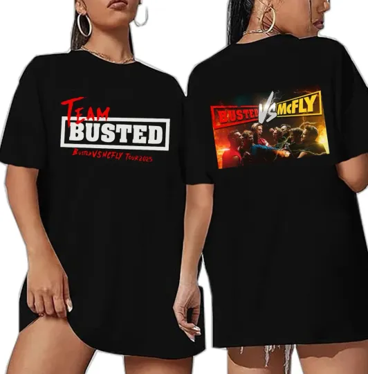 Discover Team Busted 2025 Tour Tshirt, Busted Vs Mcfly Concert T-Shirt