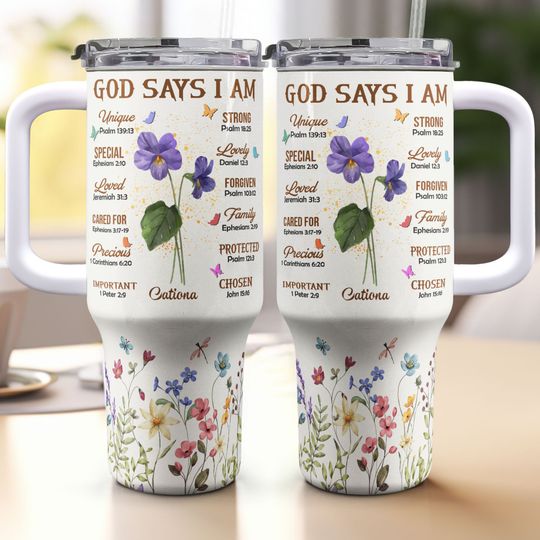 Discover Custom Tumbler 40Oz God Says I Am - Personalized 40oz Tumbler