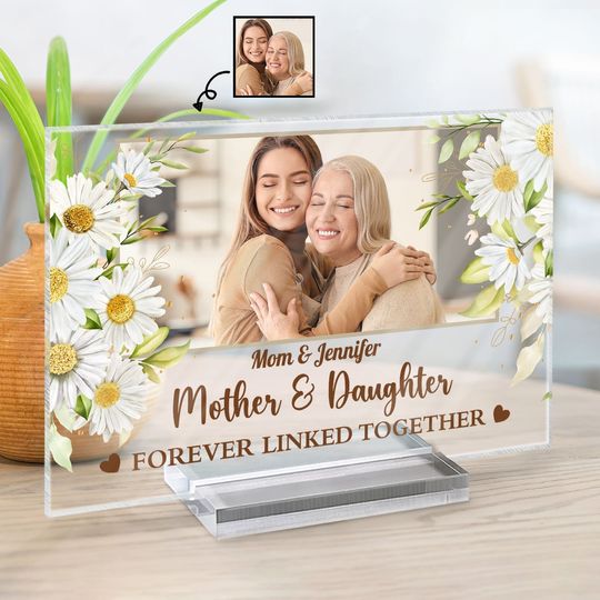 Discover          Custom Photo Mother And Daughters Forever Linked Together - Birthday, Loving Gift For Mom, Mum, Nana - Personalized Horizontal Rectangle Acrylic Plaque       