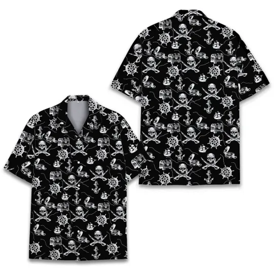 Discover Skulls Skeleton Hawaiian Shirt Casual Button Down Shirt Beach Summer
